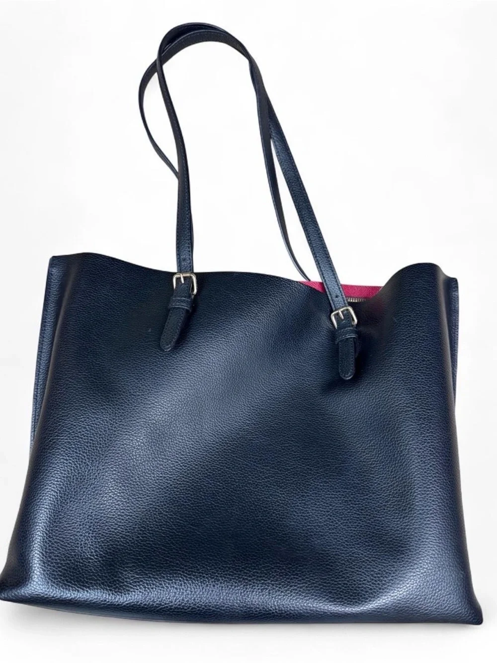 Coach Black Leather Tote with Red Interior
